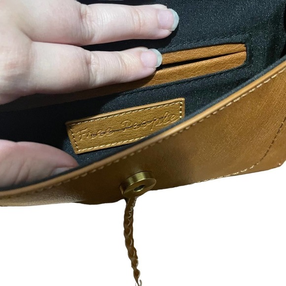 FREE People Brown Faux Leather Francesca Envelope Crossbody w/Removable Strap - Picture 5 of 12